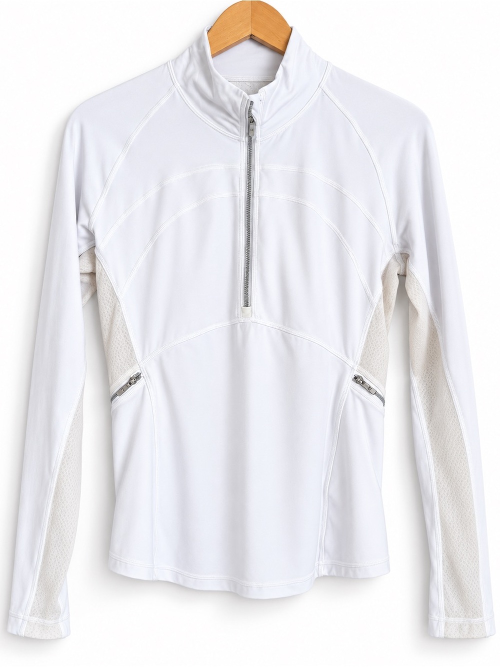Lululemon Front Of The Pack 1/2 Zip White Sporty Lounge Yoga Pullover Size 10